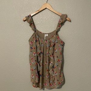 LC Lauren Conrad Floral Ruffle Tank